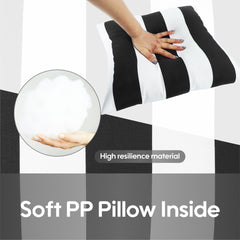2 Pack Outdoor Throw Pillows, Waterproof & Fade-Resistant Patio Cushions for Garden, Porch, Poolside Furniture - Soft & Comfortable Decorative Pillow Covers (18x18 Inch, Black white strpie)