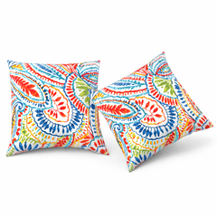 2 Pack Outdoor Throw Pillows, Waterproof & Fade-Resistant Patio Cushions for Garden, Porch, Poolside Furniture - Soft & Comfortable Decorative Pillow Covers (18x18 Inch, paisley multi)