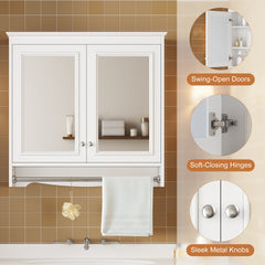 3-in-1 Bathroom Mirror Cabinet, 30 inch Wall Mounted Medicine Cabinet with Adjustable Shelves & Soft Close Doors, High-Define Mirror with Storage for Bathroom Vanity