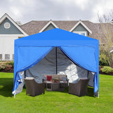 Outdoor 10x 10Ft Pop Up Gazebo Canopy Tent Removable Sidewall with Zipper,2pcs Sidewall with Windows,with 4pcs Weight sand bag,with Carry Bag-Blue