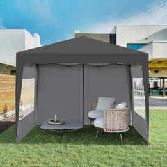 Outdoor 10x 10Ft Pop Up Gazebo Canopy Tent Removable Sidewall with Zipper,2pcs Sidewall with Windows,with 4pcs Weight sand bag,with Carry Bag-Black