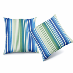 2 Pack Outdoor Throw Pillows, Waterproof & Fade-Resistant Patio Cushions for Garden, Porch, Poolside Furniture - Soft & Comfortable Decorative Pillow Covers (18x18 Inch, striped Rich Navy Blue)