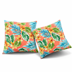 2 Pack Outdoor Throw Pillows, Waterproof & Fade-Resistant Patio Cushions for Garden, Porch, Poolside Furniture - Soft & Comfortable Decorative Pillow Covers (18x18 Inch, Bright Coral Pink)