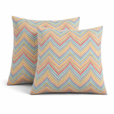 2 Pack Outdoor Throw Pillows, Waterproof & Fade-Resistant Patio Cushions for Garden, Porch, Poolside Furniture - Soft & Comfortable Decorative Pillow Covers (18x18 Inch, Muted Multicolor)
