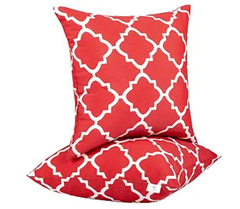2 Pack Outdoor Throw Pillows, Waterproof & Fade-Resistant Patio Cushions for Garden, Porch, Poolside Furniture - Soft & Comfortable Decorative Pillow Covers (18x18 Inch, Plaid Red)