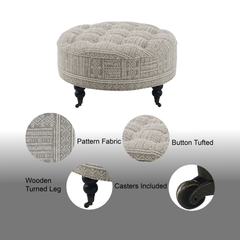 Upendo Pattern Fabric Ottoman w/Casters