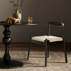 Weave Dining Chairs Set of 2, Mid-Century Modern Kitchen Chair with Solid Oak Frame & Handwoven Seat for Living Dining Room