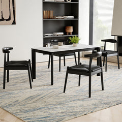 Weave Dining Chairs Set of 2, Mid-Century Modern Kitchen Chair with Solid Oak Frame & Handwoven Seat for Living Dining Room