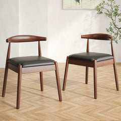 Weave Dining Chairs Set of 2, Mid-Century Modern Kitchen Chair with Solid Oak Frame & Handwoven Seat for Living Dining Room