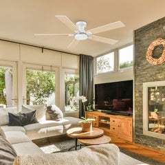 52 in. Smart Outdoor Indoor White Ceiling Fan with LED Lights, Remote, Voice Control via Alexa, Dimmable, 6 speeds