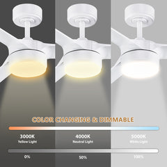 60 in. Smart Indoor/Outdoor White Ceiling Fans with LED Lights and Remote, Quiet DC Motor, Controlled by WIFI Alexa App