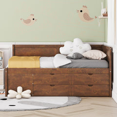 Full Size Daybed with Drawers and Shelves, Walnut