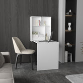 Kaplar 33" Wide x 23" Deep folding Table with Four Shelves, Floating Table, Retractable Table, Floating Desk, Ironing Table White