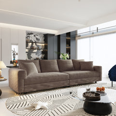 102.4 " Plush Corduroy 4-Seat Sofa,Modern Comfy Upholstered Sofa Cloud Couch,Deep Seat Couches with Soft Pillows,Convertible Deep Seat Sofa Lounge Chair for Living Room Bedroom,Apartment,Office,Camel