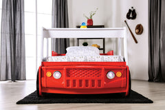 Twin Race Car Design Bed Modern Novelty Style With High Gloss Finish Metal Structure Included Slat Kit Red Finish