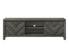 1pc Rustic Geometric Design Contemporary Traditional Interiors Entertainment Console TV Stand Living Room Furniture Grey