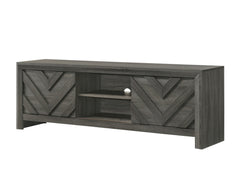 1pc Rustic Geometric Design Contemporary Traditional Interiors Entertainment Console TV Stand Living Room Furniture Grey