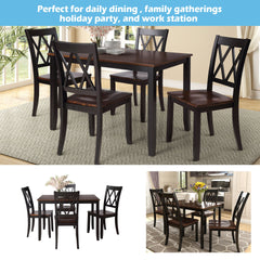 TOPMAX 5-Piece Dining Table Set Home Kitchen Table and Chairs Wood Dining Set, Espresso+Black(OLD SKU:SP000088AAB)