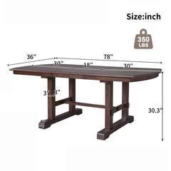60"-78" Extendable Dining Table, Farmhouse Wooden Kitchen Table with Removable Leaf, Large Expanding Table for 4-8 (Cherry)
