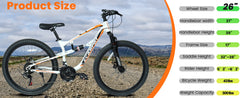 A2670 26 Inch Mountain Bike with 21-Speeds & Full Suspension Steel Frame, Alloy Rims, Disc Brakes For All Terrains, Men & Women, Multiple Colors