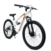 A2670 26 Inch Mountain Bike with 21-Speeds & Full Suspension Steel Frame, Alloy Rims, Disc Brakes For All Terrains, Men & Women, Multiple Colors
