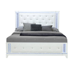 ADALID WHITE QUEEN BED WITH LED