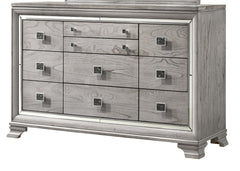 Contemporary 1pc Light Gray Brown Finish 6 Storage Drawer Dresser Jewelry Tray Mirrored Accents Beautiful Solid Wood Wooden Bedroom Furniture