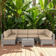All-Weather Wicker 6-Person Seating Set with Premium Cushions – Pre-Assembled