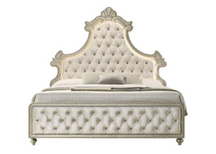 Lucienne Beige Velvet Queen Bed w/ LED Light