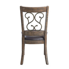 Raphaela Black Synthetic Leather & Weathered Cherry Finish Side Chair (Set of 2)
