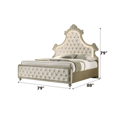 Lucienne Beige Velvet EK Bed W/Led
