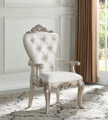 Gorsedd Cream Fabric & Golden Ivory Finish Arm Chair (Set of 2)