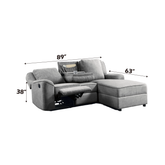 Destiny Gray Linen Sectional Sofa with Dropdown Table