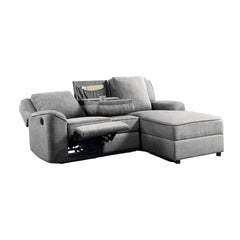 Destiny Gray Linen Sectional Sofa with Dropdown Table