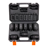 1/2" Drive Impact Socket Set, 9 Piece Deep Socket Set Metric 29-38mm, 6 Point Cr-Mo Alloy Steel for Auto Repair, Easy-to-Read Size Markings, Rugged Construction, Includes Storage Case