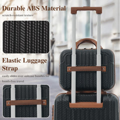 6-Piece Luggage Set, Durable Hardshell ABS Suitcase with Spinner Wheels, TSA Lock, Side Hooks, Lightweight Carry-On & Checked Luggage