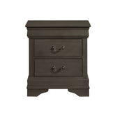 Classic Louis Philippe Style Stained Gray Finish 1pc Nightstand of 2x Drawers Traditional Design Bedroom Furniture