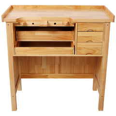 Solid Wood Jewelry Workbench - Wooden Craft Station with Practical Storage Drawers for Jewelry Making