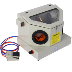 Mini Sandblaster - Ergonomic and Compact Design for Precise Sandblasting, with Heavy Steel Construction and Built-in Blast Gloves for No Sand Leakage, Bright LED Lighting System