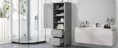 Tall Bathroom Storage Cabinet, Freestanding Storage Cabinet with Two Drawers and Adjustable Shelf, MDF Board with Painted Finish, Grey (Old Sku:WF312728AAE/N725P241045E)