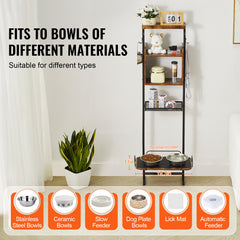 Pet Feeding Station with Storage Dog Food & Toy Organizer Raised Dog Bowls