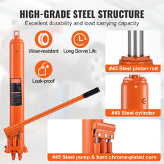 Hydraulic Long Ram Jack 8 Ton Clevis Base Engine Hoist Cylinder Dual Pump