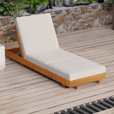 Lounge chaise Set, Acacia solid wood with Lounge Cushion (Cream+Triple Folds) - Matching Dark Grey Version Available