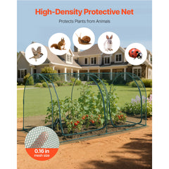 Crop Cage, 8.1 x 3.9 x 3.9 ft Plant Protection Tent with Zippered Door, Wind-Resistant Tall Crop Cage, Easy to Install, Outdoor Raised Bed Cover with Frame, Plant Netting for Garden Patio Lawn
