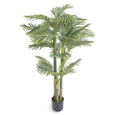 Artificial Gold Cane Palm Tree, 6.5 FT Tall Faux Plant, PE Material & Anti-Tip Tilt Protection Low-Maintenance Plant, Lifelike Green Fake Tree for Home Office Warehouse Decor Indoor Outdoor