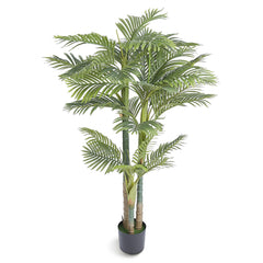 Artificial Gold Cane Palm Tree, 6.5 FT Tall Faux Plant, PE Material & Anti-Tip Tilt Protection Low-Maintenance Plant, Lifelike Green Fake Tree for Home Office Warehouse Decor Indoor Outdoor