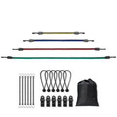 32 Pcs Flat Bungee Cord Set 17 mm Heavy Duty Bungee Straps with J-Hooks