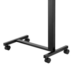 Overbed Table, Mobile Bed Side Table with Flip Desktop and 4 Wheels, Height & Angle Adjustable Rolling Laptop Desk with Cup Holder, Portable Over Bed Desk for Home, Office, Study, Wood + Black