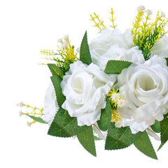 Flower Balls Arrangement Bouquet 10 PCS, 9.5-Inch Diameter Artificial Flower Balls Wedding Rose Centerpieces, Faux Flowers Arrangements for Wedding Centerpiece Home Table Decorations, White