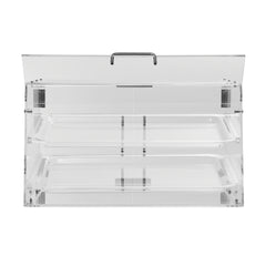 Pastry Display Case, 2-Tier Commercial Countertop Bakery Display Case, Acrylic Display Box with Rear Door Access & Removable Shelves, Keep Fresh for Donut Bagels Cake Cookie, 20.7"x13.2"x11.9"